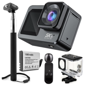 Kamera Sportowa 5K UHD 60FPS WiFi USB-C Pilot Mikrofon Stabilizacja EIS Kij