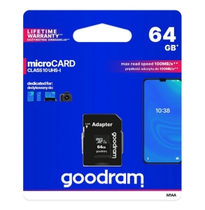 Szybka Karta Pamięci Micro SD GoodRam 64GB z Adapterem C10 U1 100 MB/s