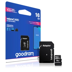 Szybka Karta Pamięci Micro SD GoodRam 16GB z Adapterem CLASS10 U1 100 MB/s